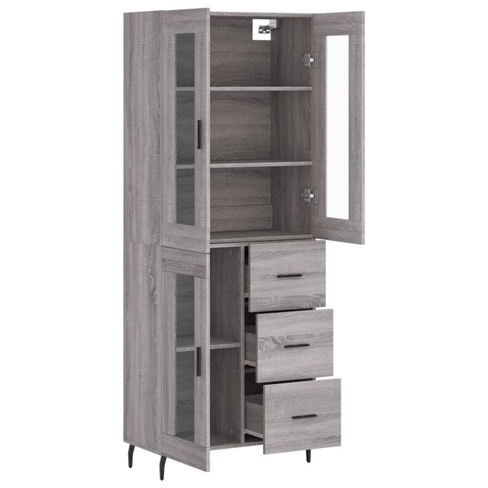 Buffet haut Sonoma gris 69,5x34x180 cm Bois d'ingénierie - Photo n°4