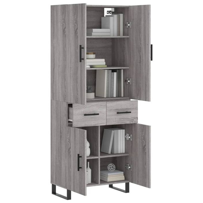 Buffet haut Sonoma gris 69,5x34x180 cm Bois d'ingénierie - Photo n°3