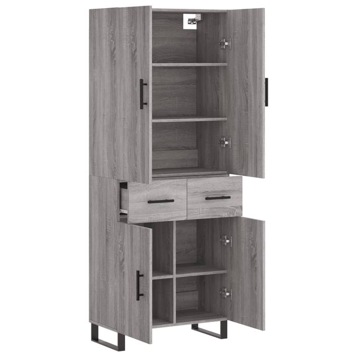 Buffet haut Sonoma gris 69,5x34x180 cm Bois d'ingénierie - Photo n°4