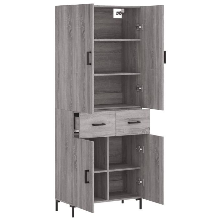 Buffet haut Sonoma gris 69,5x34x180 cm Bois d'ingénierie - Photo n°4