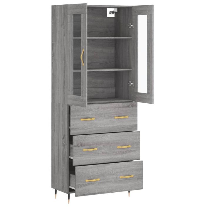 Buffet haut Sonoma gris 69,5x34x180 cm Bois d'ingénierie - Photo n°4