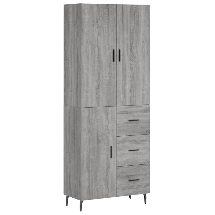 Buffet haut Sonoma gris 69,5x34x180 cm Bois d'ingénierie - Photo n°1