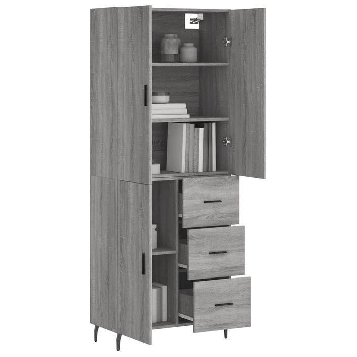 Buffet haut Sonoma gris 69,5x34x180 cm Bois d'ingénierie - Photo n°3