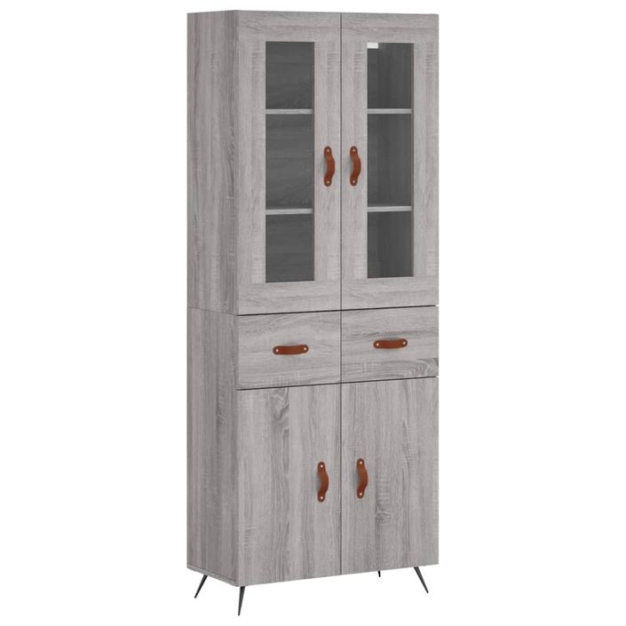 Buffet haut Sonoma gris 69,5x34x180 cm Bois d'ingénierie - Photo n°1