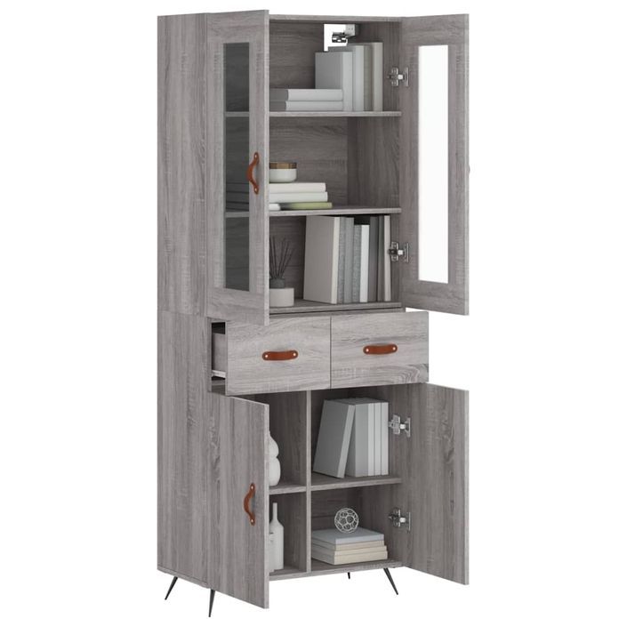 Buffet haut Sonoma gris 69,5x34x180 cm Bois d'ingénierie - Photo n°3