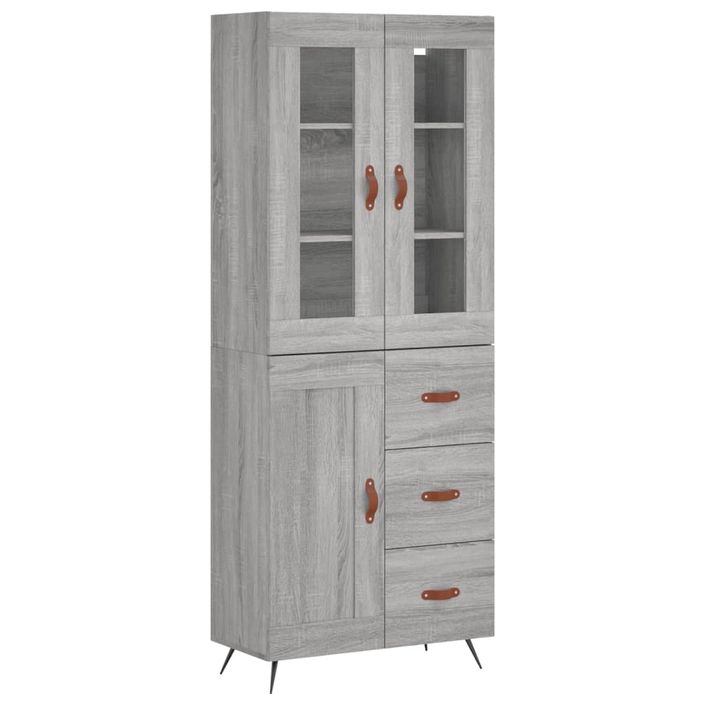 Buffet haut Sonoma gris 69,5x34x180 cm Bois d'ingénierie - Photo n°1