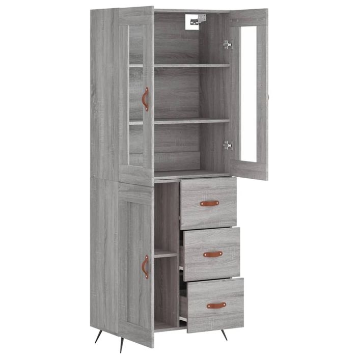 Buffet haut Sonoma gris 69,5x34x180 cm Bois d'ingénierie - Photo n°4