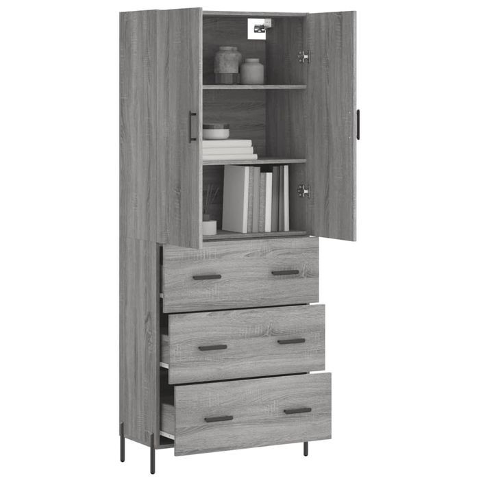 Buffet haut Sonoma gris 69,5x34x180 cm Bois d'ingénierie - Photo n°3