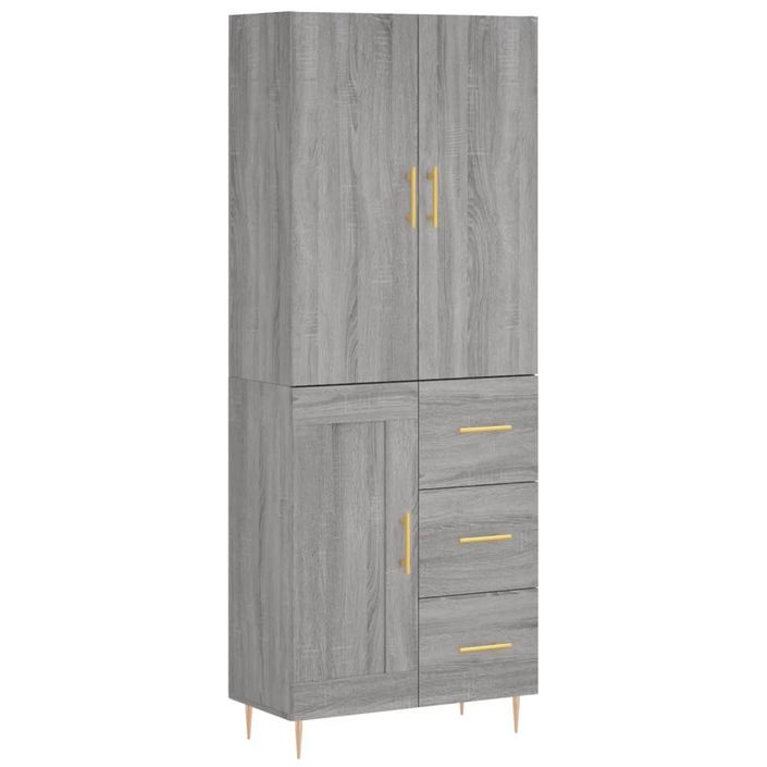 Buffet haut Sonoma gris 69,5x34x180 cm Bois d'ingénierie - Photo n°1