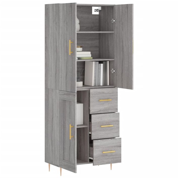 Buffet haut Sonoma gris 69,5x34x180 cm Bois d'ingénierie - Photo n°3