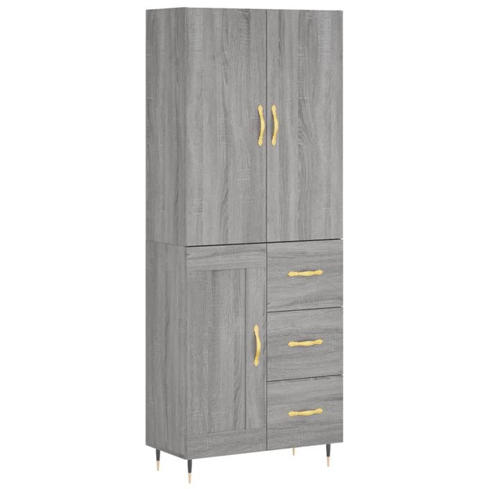 Buffet haut Sonoma gris 69,5x34x180 cm Bois d'ingénierie - Photo n°1