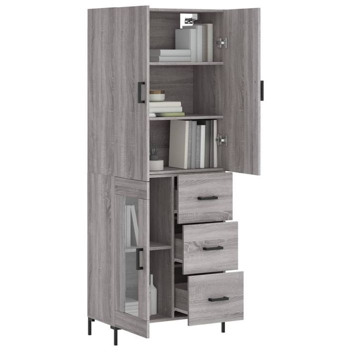 Buffet haut Sonoma gris 69,5x34x180 cm Bois d'ingénierie - Photo n°3