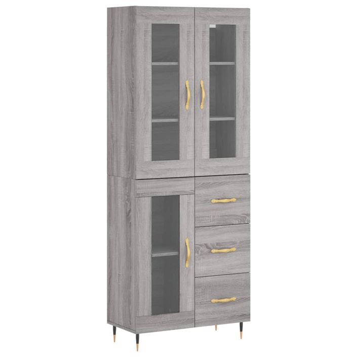 Buffet haut Sonoma gris 69,5x34x180 cm Bois d'ingénierie - Photo n°1