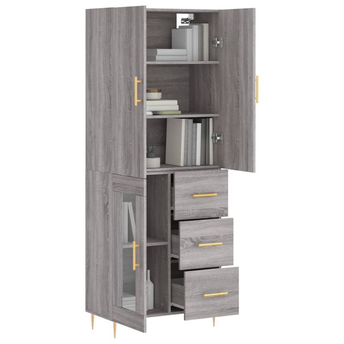 Buffet haut Sonoma gris 69,5x34x180 cm Bois d'ingénierie - Photo n°3