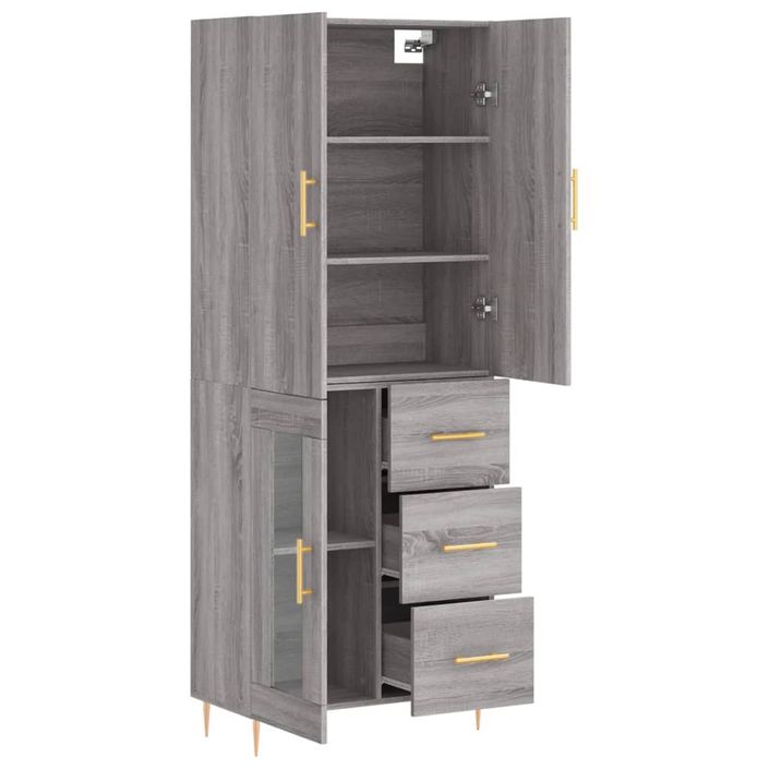 Buffet haut Sonoma gris 69,5x34x180 cm Bois d'ingénierie - Photo n°4