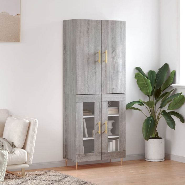 Buffet haut Sonoma gris 69,5x34x180 cm Bois d'ingénierie - Photo n°2