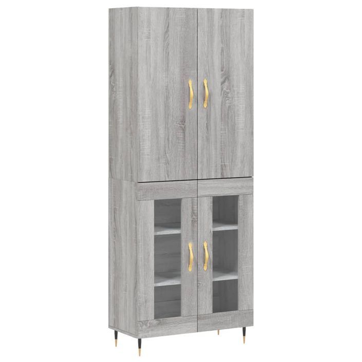 Buffet haut Sonoma gris 69,5x34x180 cm Bois d'ingénierie - Photo n°1