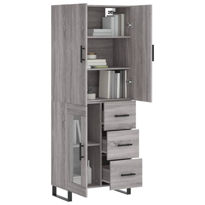 Buffet haut Sonoma gris 69,5x34x180 cm Bois d'ingénierie - Photo n°3