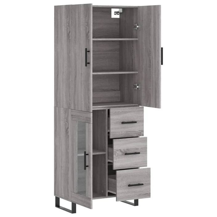 Buffet haut Sonoma gris 69,5x34x180 cm Bois d'ingénierie - Photo n°4