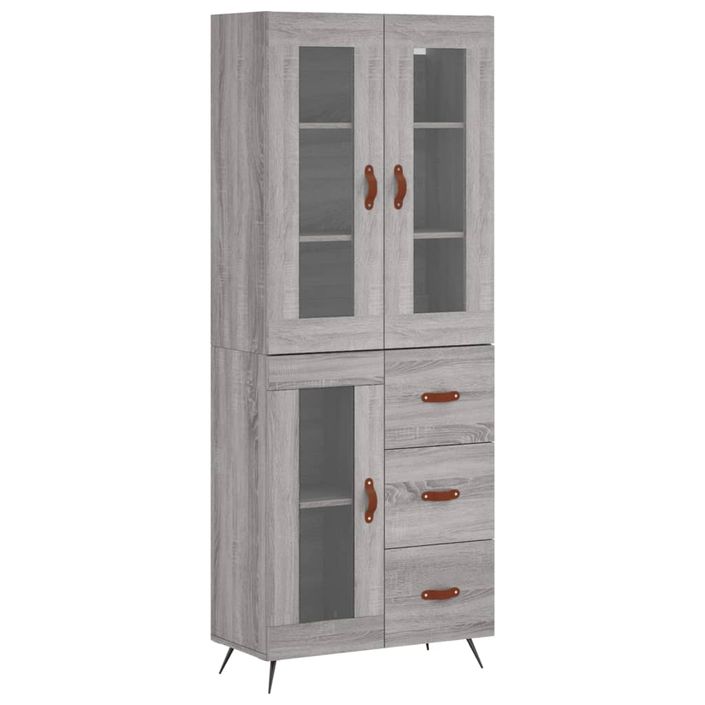 Buffet haut Sonoma gris 69,5x34x180 cm Bois d'ingénierie - Photo n°1