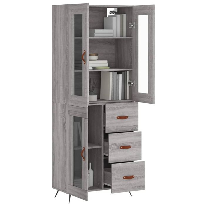 Buffet haut Sonoma gris 69,5x34x180 cm Bois d'ingénierie - Photo n°3