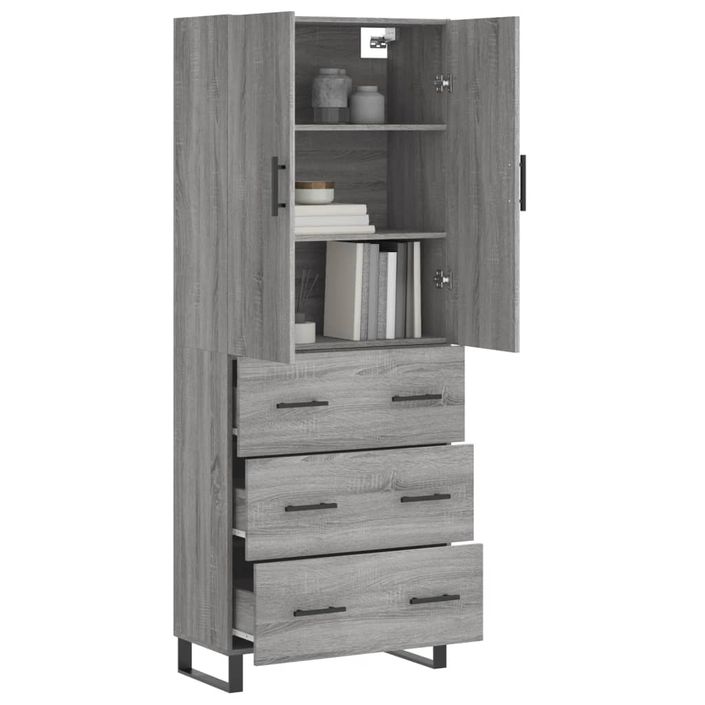 Buffet haut Sonoma gris 69,5x34x180 cm Bois d'ingénierie - Photo n°3