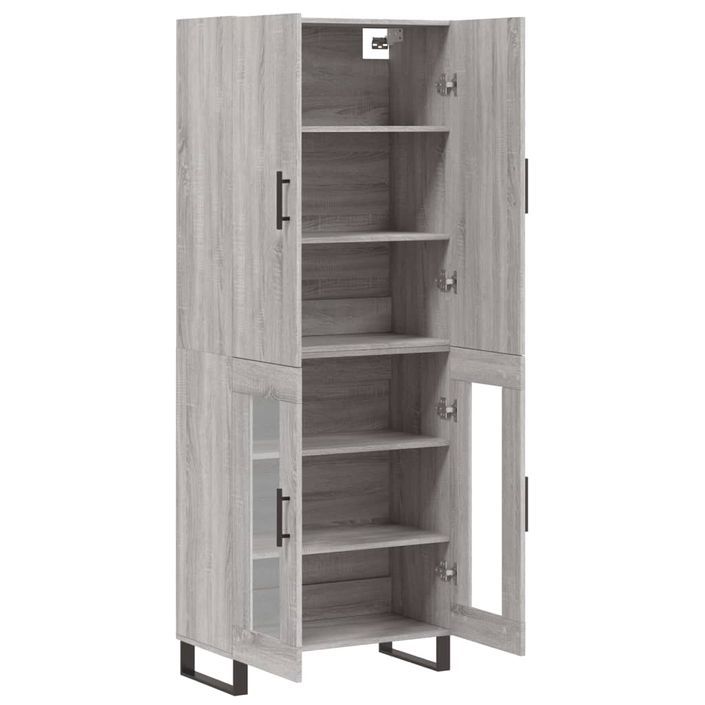 Buffet haut Sonoma gris 69,5x34x180 cm Bois d'ingénierie - Photo n°4