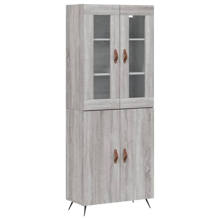 Buffet haut Sonoma gris 69,5x34x180 cm Bois d'ingénierie - Photo n°1