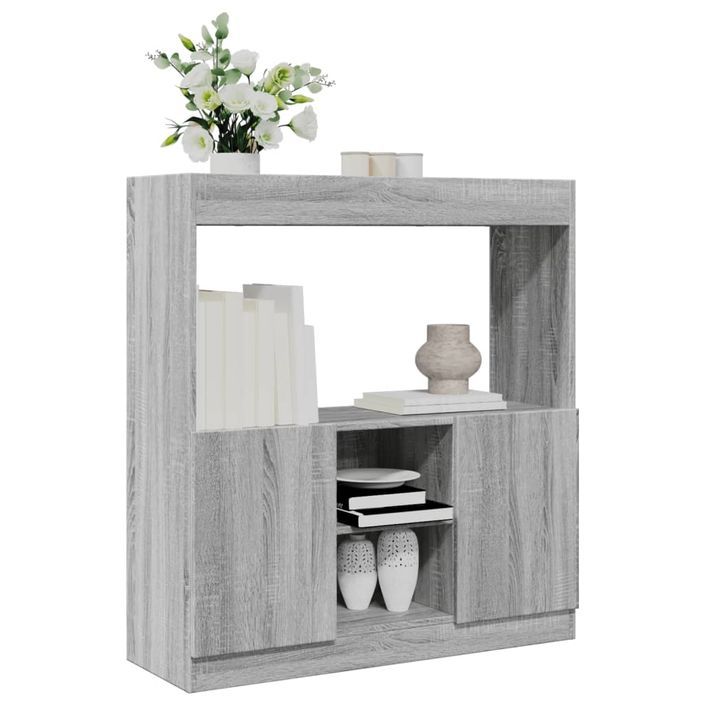 Buffet haut sonoma gris 92x33x100 cm bois d'ingénierie - Photo n°1