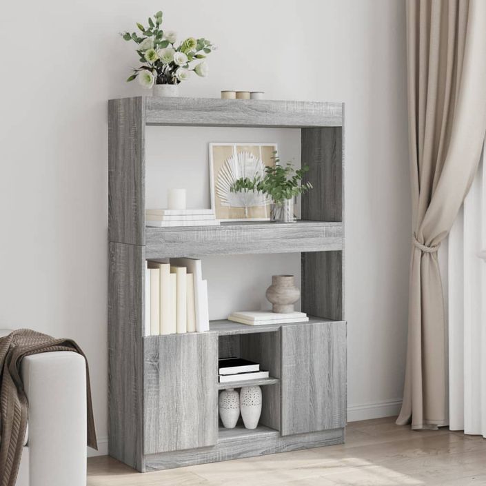 Buffet haut sonoma gris 92x33x140 cm bois d'ingénierie - Photo n°1