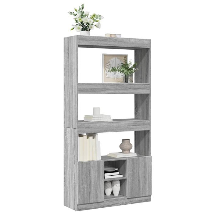 Buffet haut sonoma gris 92x33x180 cm bois d'ingénierie - Photo n°4