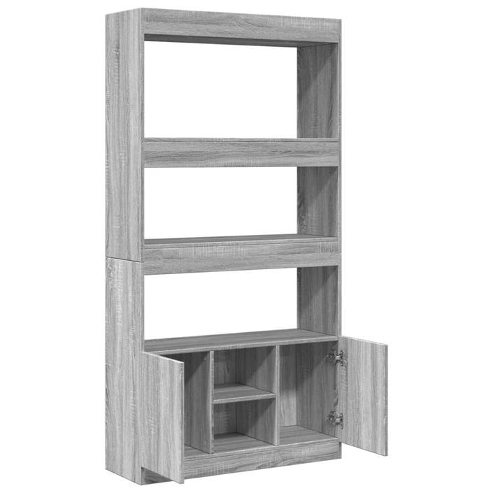 Buffet haut sonoma gris 92x33x180 cm bois d'ingénierie - Photo n°8