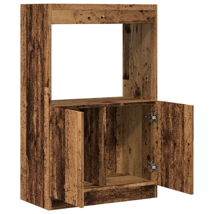 Buffet haut vieux bois 63x33x100 cm bois d'ingénierie - Photo n°8