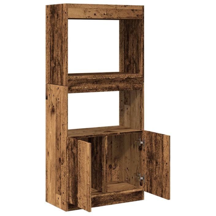 Buffet haut vieux bois 63x33x140 cm bois d'ingénierie - Photo n°8