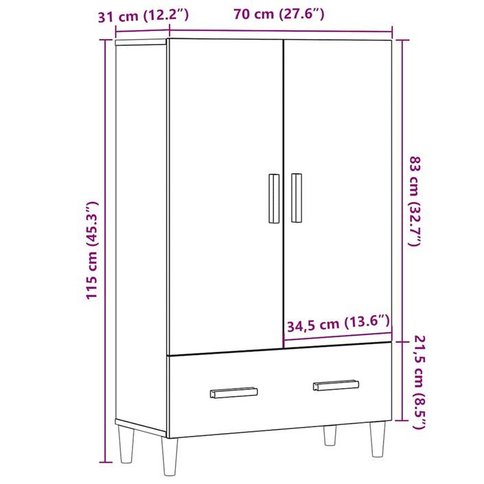 Buffet haut vieux bois 70x31x115 cm bois d'ingénierie - Photo n°9