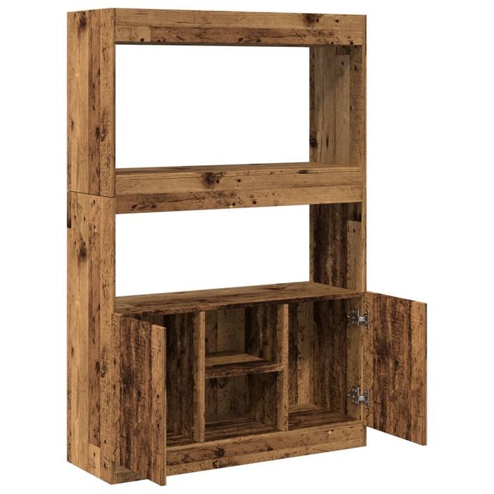 Buffet haut vieux bois 92x33x140 cm bois d'ingénierie - Photo n°8