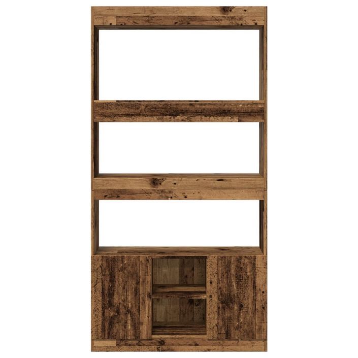 Buffet haut vieux bois 92x33x180 cm bois d'ingénierie - Photo n°5