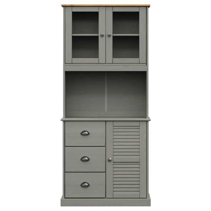 Buffet haut VIGO gris 78x40x175 cm bois massif de pin - Photo n°5