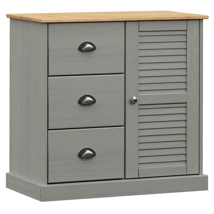 Buffet haut VIGO gris 78x40x175 cm bois massif de pin - Photo n°10