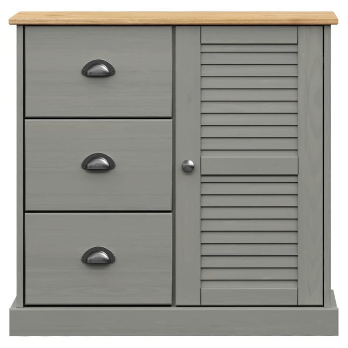 Buffet haut VIGO gris 78x40x175 cm bois massif de pin - Photo n°11