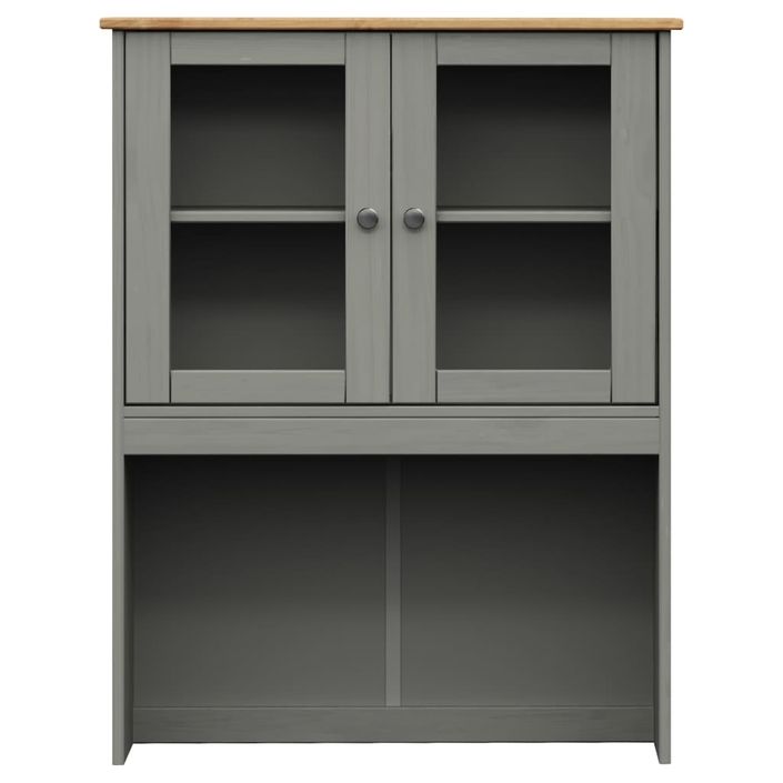 Buffet haut VIGO gris 80x40x176 cm bois massif de pin - Photo n°9