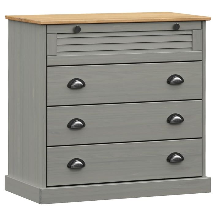 Buffet haut VIGO gris 80x40x176 cm bois massif de pin - Photo n°10