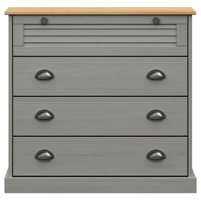 Buffet haut VIGO gris 80x40x176 cm bois massif de pin - Photo n°11