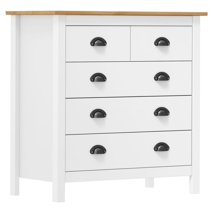 Buffet Hill Range Blanc 79x40x80 cm Bois de pin solide - Photo n°1