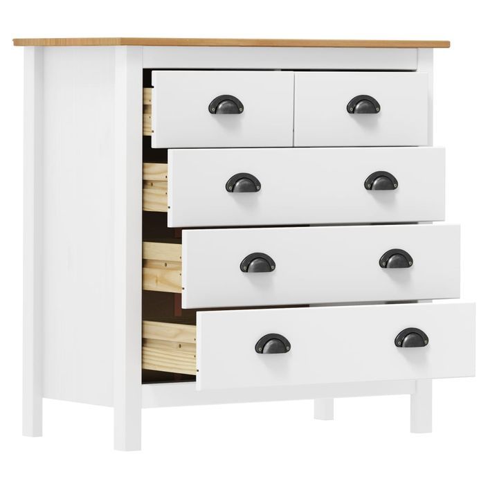 Buffet Hill Range Blanc 79x40x80 cm Bois de pin solide - Photo n°4