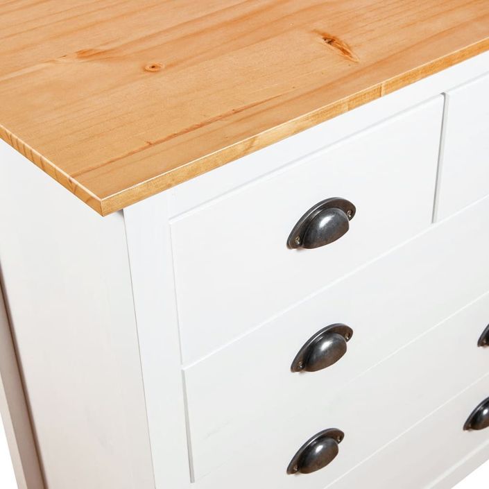 Buffet Hill Range Blanc 79x40x80 cm Bois de pin solide - Photo n°5