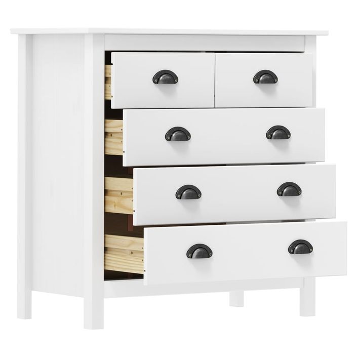 Buffet Hill Range Blanc 79x40x80 cm Bois de pin solide 2 - Photo n°4