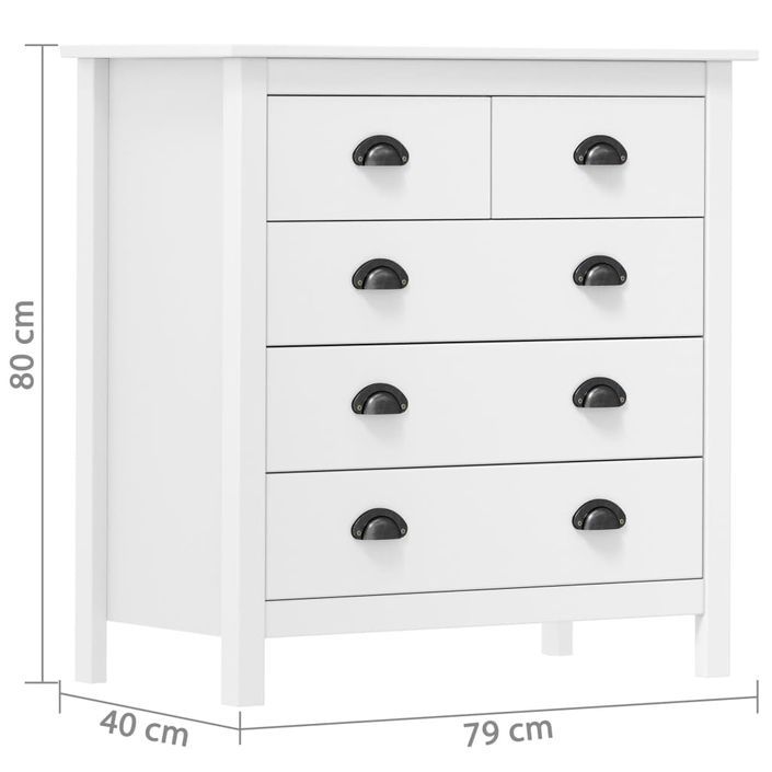 Buffet Hill Range Blanc 79x40x80 cm Bois de pin solide 2 - Photo n°7