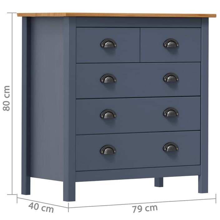 Buffet Hill Range Gris 79x40x80 cm Bois de pin solide - Photo n°4