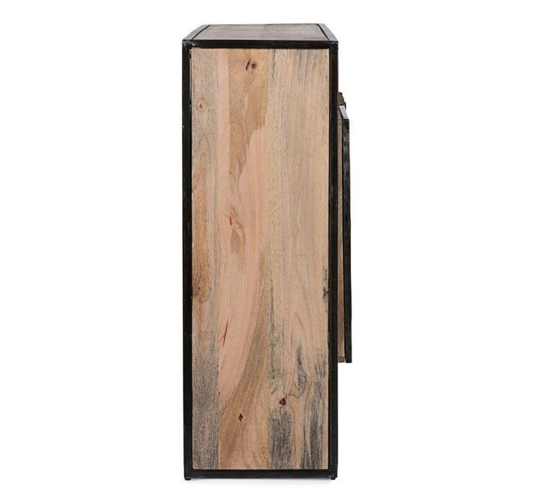 Buffet industriel 3 portes bois de manguier recyclé et acier noir Kramer 175 cm - Photo n°6